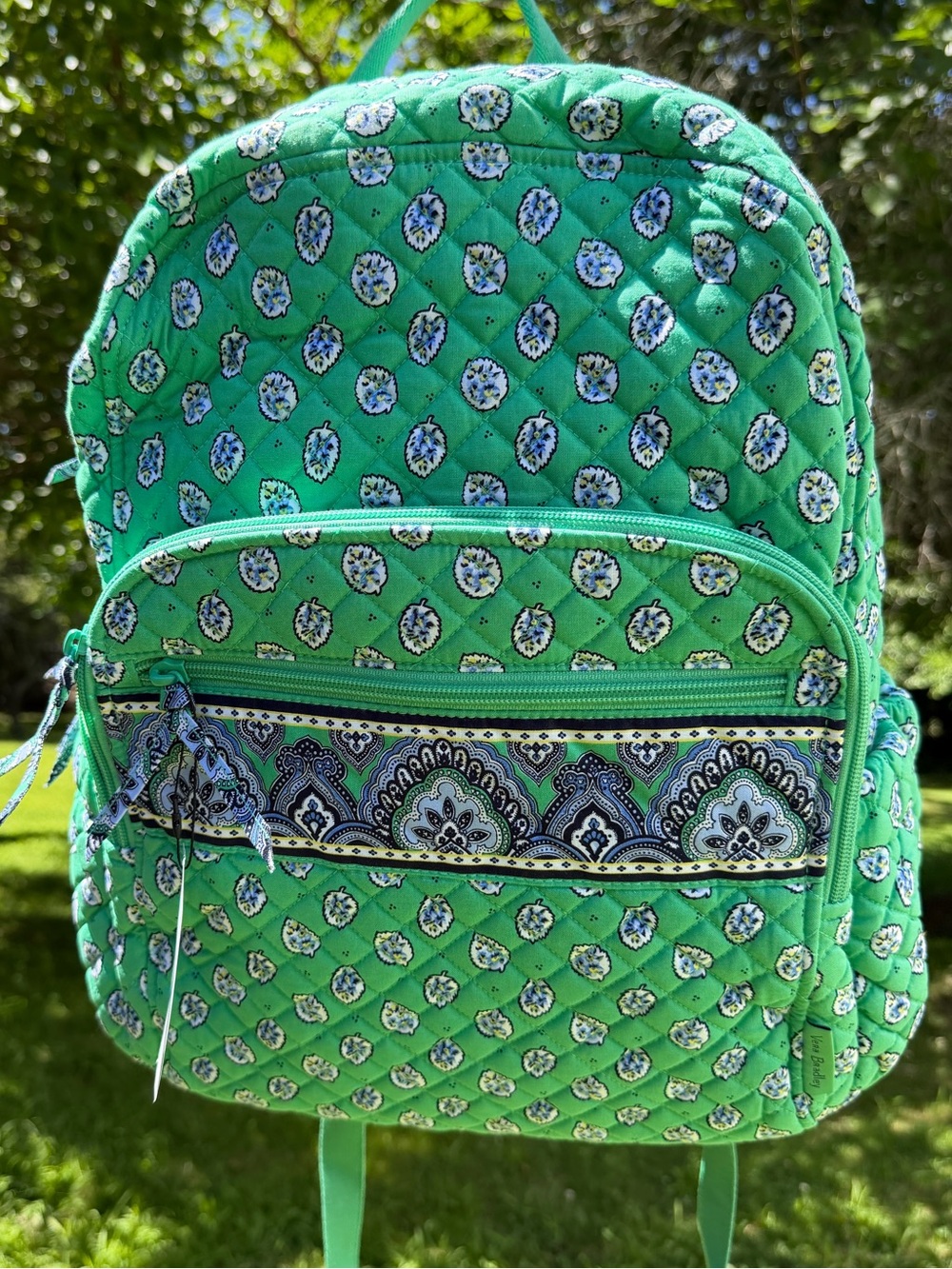 Vera Bradley Campus Backpack Garden Green Leaf NWT
